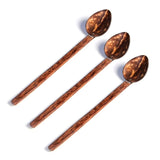 Sahya Dale Coconut Tea Spoon Small (Pack of 3) - Hand Made - Made from Coconut Shell and Wood