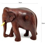 Sahya Dale Wooden Elephant Statue- Hand Made Rose Wood 16cm x 15cm (6inch)