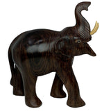 Sahya Dale Wooden Elephant Statue Trunk Up 13 x 15cm- Hand Made - Rosewood 6inch showpiece