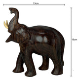 Sahya Dale Wooden Elephant Statue Trunk Up 13 x 15cm- Hand Made - Rosewood 6inch showpiece