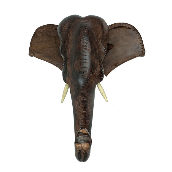 Sahya Dale Wooden Elephant Head Showpiece- Hand Made Rosewood 18cm x 21cm