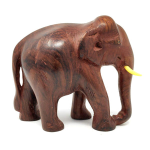 Sahya Dale Wooden Elephant Statue- Hand Made - Made from Rose Wood 21cm x 18cm (7inch)