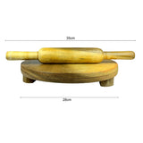 Sahya Dale Wooden Chapati Board and Roller Set- Wooden Rolling Pin & Round Board- Big Size 28cm Board and 35cm Roller