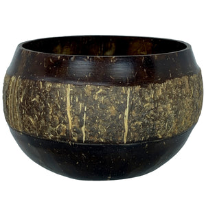 Sahya Dale Coconut Shell Bowl - Centre Matte and Sides Glossy Finish - Salad, Smoothie, Cereal and Ice Cream Bowl, Brown