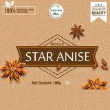 Sahya Dale Whole Star Anise 100g- First Grade Thakkolam- Product of The Western Ghats